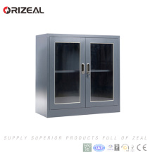 Orizeal 2 swing glass door steel cabinet with 1 adjustable shelf and plastic handle lock(OZ-OSC029)